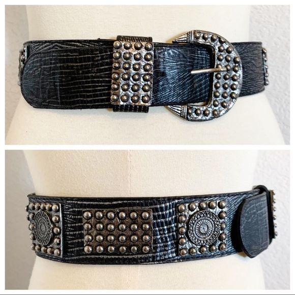Leatherock Accessories - Leatherock Black Metal Embellished Tribal Belt 28